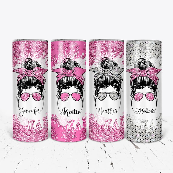 Bling Tumbler, Glitter Tumbler, Glam Messy Bun Tumbler, Personalized Sublimation Tumbler, Bridesmaid Gift, Bachelorette Party Gift