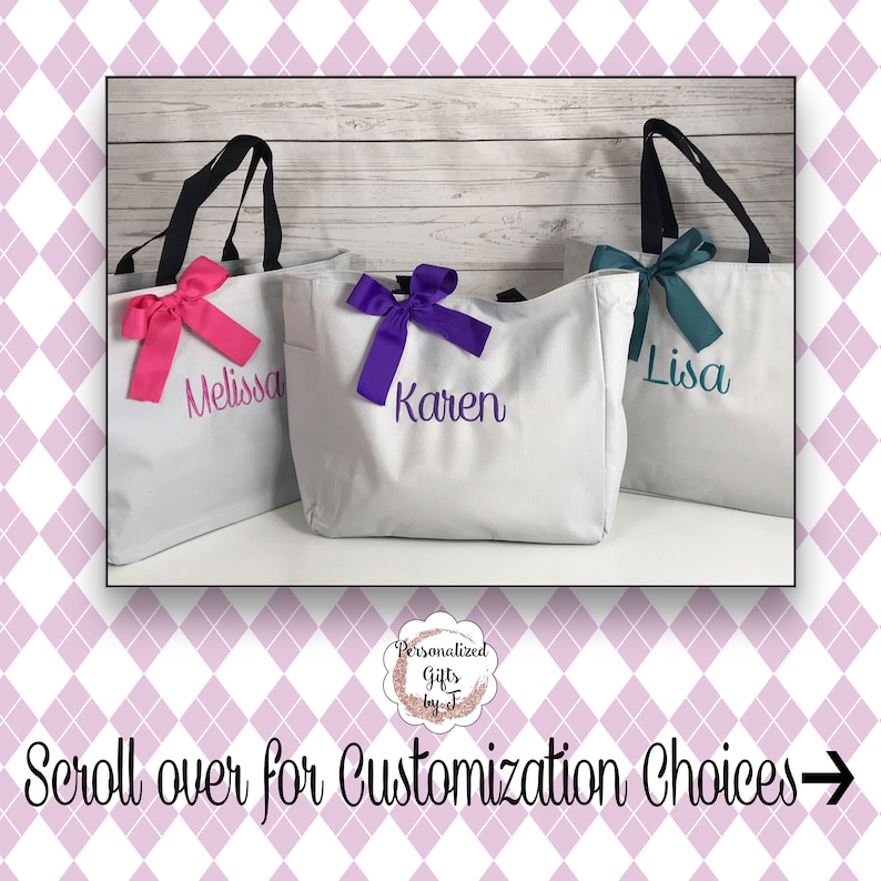 Set of 13 Personalized Bridesmaid Tote Bags ESS1 Bridal Party Gift Initial Tote Wedding Party Gift Mother of the Bride Gift