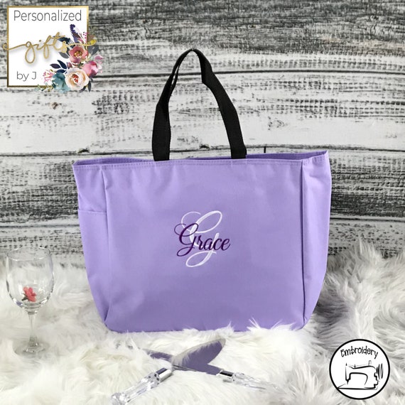 Lavender Tote Bag, Monogrammed Bridesmaid Gift, Personalized Tote Bag, Mother of the Bride Gift Tote, Maid Of Honor Gift (ESS1)