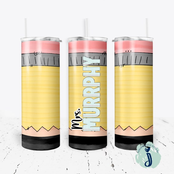 Personalized Tumbler for Teacher, Back To School Teacher Gift, Teacher Appreciation Gift, Doodle Pencil Tumbler HD01b