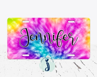 Tie Dye License Plate , Personalized Car Tag, Blue and Purple Tie Dye Car Tag, Monogram Plate, Personalized Plate, Front License Plate