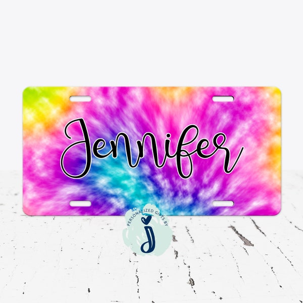 Tie Dye License Plate , Personalized Car Tag, Blue and Purple Tie Dye Car Tag, Monogram Plate, Personalized Plate, Front License Plate