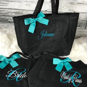 8 bridesmaid Wedding tote bags , bridesmaid gifts , tote bag , beach bag , bachelorette party gift ,wedding bag , maid of honor (ESS1)