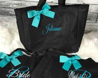 8 bridesmaid Wedding tote bags , bridesmaid gifts , tote bag , beach bag , bachelorette party gift ,wedding bag , maid of honor (ESS1)