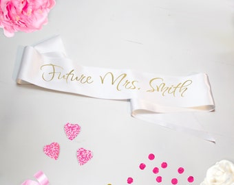 Custom Bachelorette Party Sash: Future Mrs. Satin Bridal Shower Favor