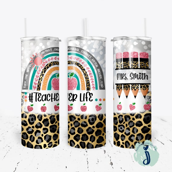 Personalized Tumbler for Teacher, End Of Year Teacher Gift, Teacher Appreciation Gift, Teacher Tumbler, Teacher Pencil Tumbler T1003