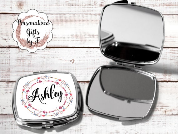 Personalized Compact Mirror Bridesmaid Compact Mirror Custom Compact Mirror Flower Girl Gift Ideas Unique Bridal Shower Gifts hb6