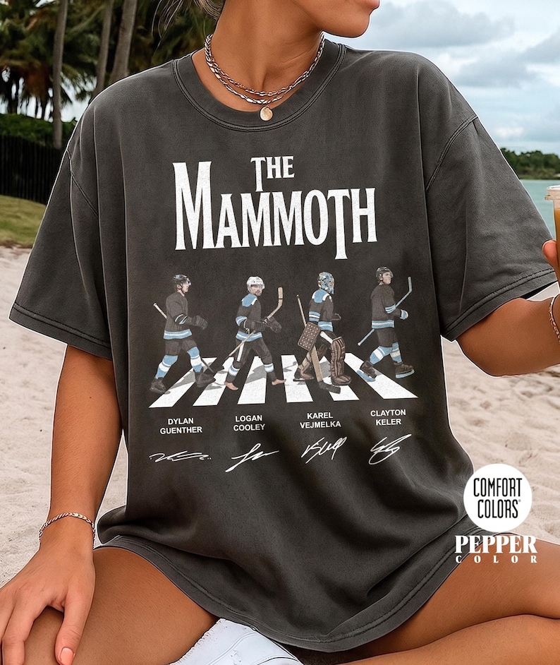Vintage The Mammoth Hockey Abbey Road Shirt, Guenther Cooley Vejmelka Keller Tee, Comfort Colors and Gildan Oversized Tee, Utah Hockey Gift image 1