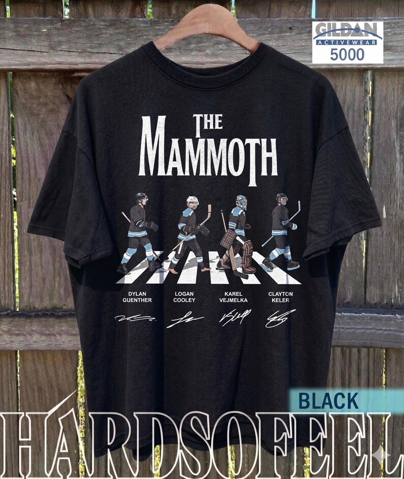 Vintage The Mammoth Hockey Abbey Road Shirt, Guenther Cooley Vejmelka Keller Tee, Comfort Colors and Gildan Oversized Tee, Utah Hockey Gift image 11
