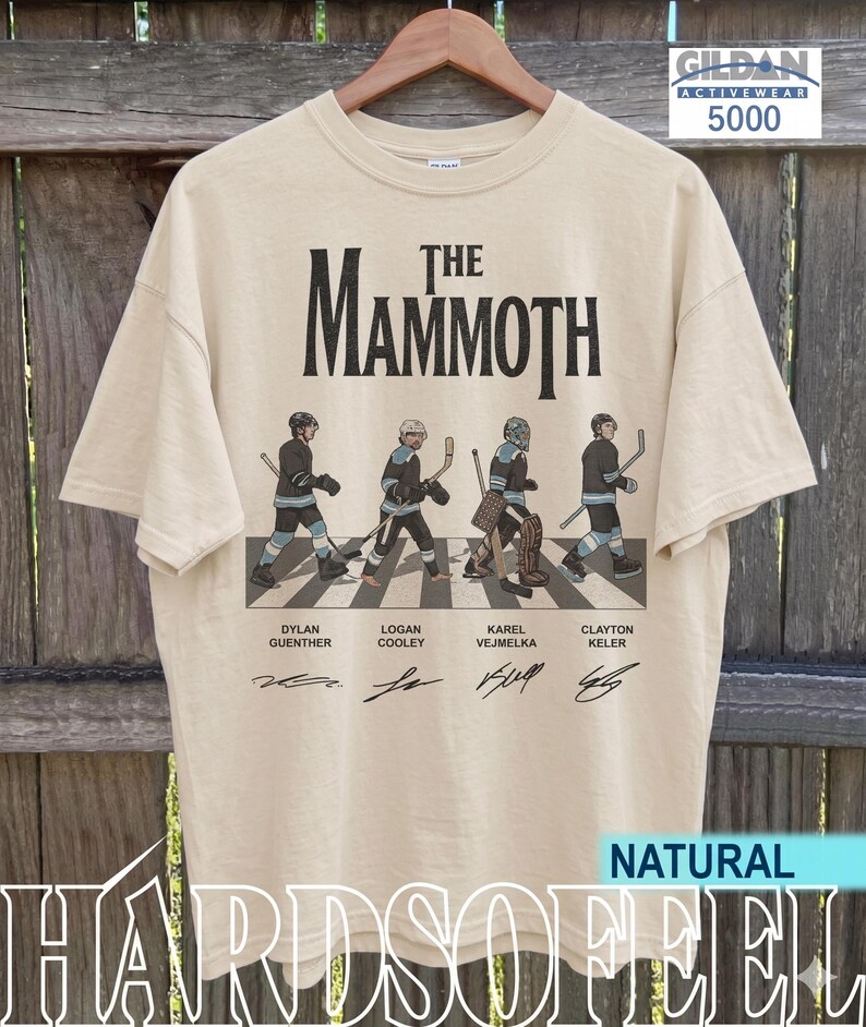 Vintage The Mammoth Hockey Abbey Road Shirt, Guenther Cooley Vejmelka Keller Tee, Comfort Colors and Gildan Oversized Tee, Utah Hockey Gift image 12