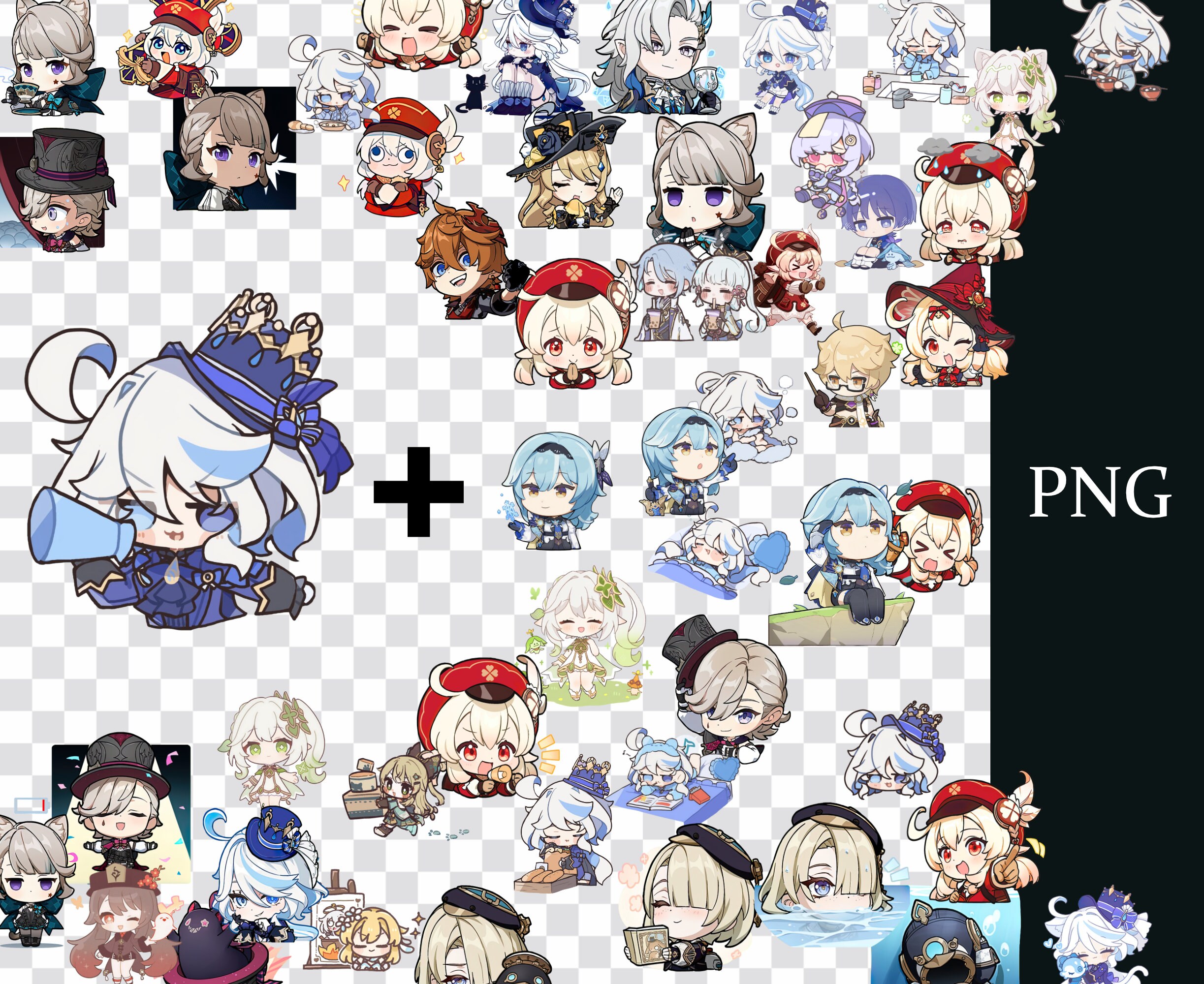 Furina 50 Stickers Genshin Impact Cute Chibi Kawaii Clip Art, PNG ...