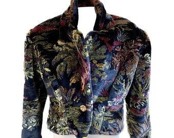 90s Plush Floral Velvet Jacket, size Medium