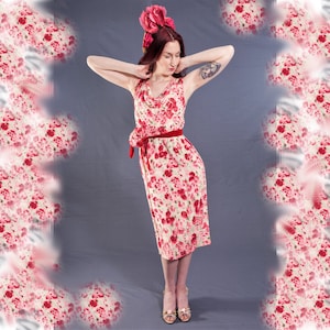 1950&#39;s Silk COCKTAIL Dress  / Collectible Designer Hannah Troy 50s Dress / Size 2