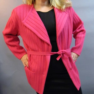 Deadstock UNGARO SWEATER, NOS 1980s Pink Designer Cardigan image 1