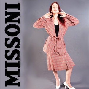 UNWORN 1970&#39;s MISSONI Wool Suit / DEADSTOCK 70&#39;s Designer Dress / size 8 / Made in Italy