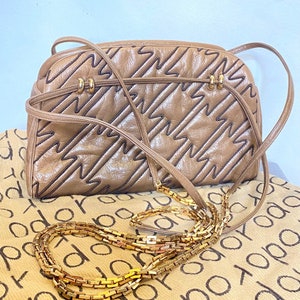 Vintage JUDITH LEIBER 1980‘s Leather Purse, w Shoulder Chain