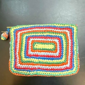 Vintage 1970&#39;s Clovis Ruffin Straw Clutch Bag/ Hand Woven Retro 40s design Purse