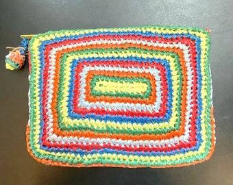 Vintage 1970's Clovis Ruffin Straw Clutch Bag/ Hand Woven Retro 40s design Purse