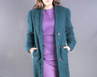 KRIZIA 80's Vintage Boucle WOOL Knit Jacket / DEADSTOCK 1980's Designer Coat, Size Small. Nwt