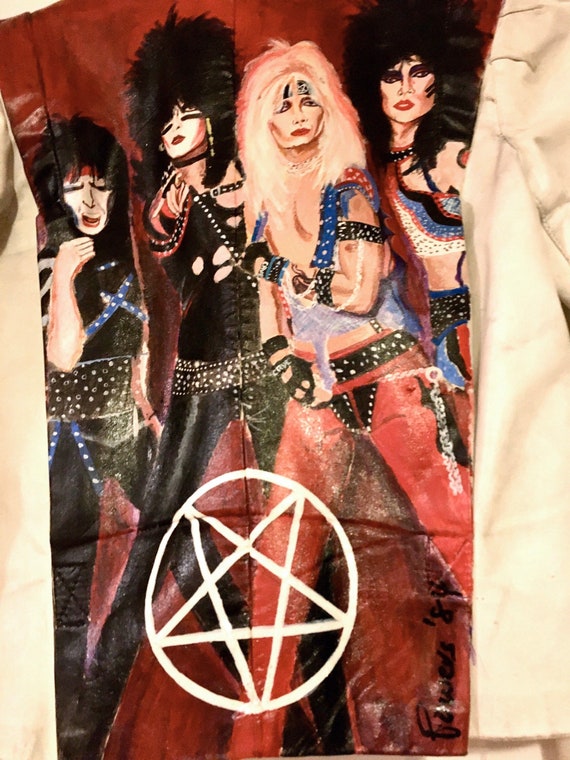 1980's Hand Painted MOTLEY CRUE Leather Jacket, 8… - image 3