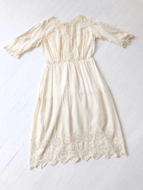 Antique White Eyelet Cotton Dress - image 3
