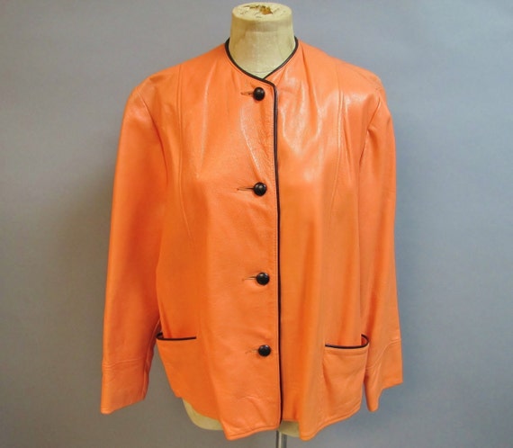 MOD Vintage 60's Coat, 70's Orange BOHO LEATHER Ja