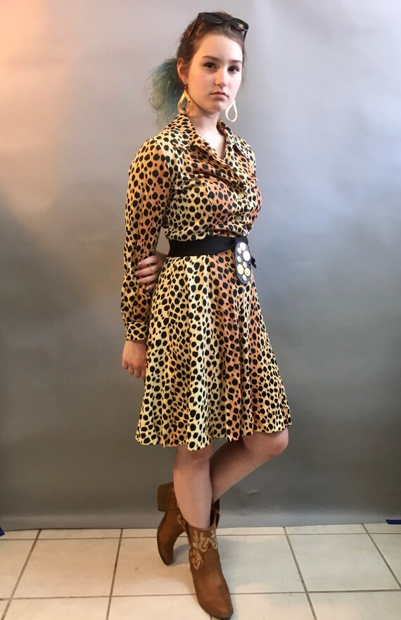 1970's LEOPARD Print Dress, Wildcat, Tiger King 70