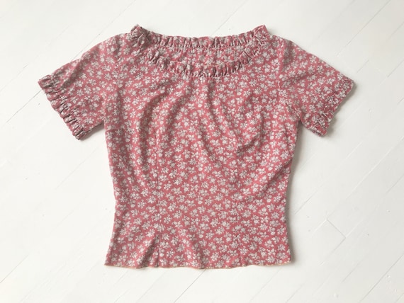 1950's Dusty Pink Floral Print Top