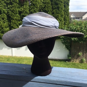 Vintage 50's Straw WIDE BRIMMED Hat / 1950s Deadstock Hat with Tags image 5