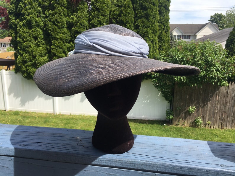 Vintage 50's Straw WIDE BRIMMED Hat / 1950s Deadstock Hat with Tags image 5