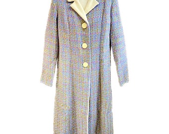 Vintage 1960's Woven BOUCLE’ KNIT Mod Coat, size 6-8, Medium