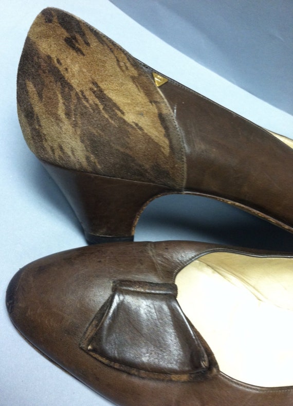 1980's GUCCI DESIGNER, Italian Leather, Low Heel S