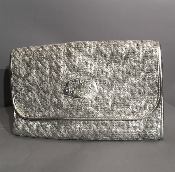 Silver Vintage 1980's Carlos Falchi Clutch/ Woven