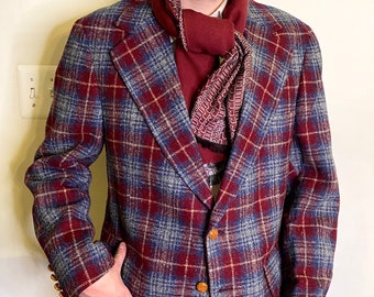 1970s Wool PLAID Blazer, Men's Sport Coat, Wild 1970's