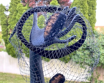 Vintage Camelot New York Black Woven Hat W/ Netting Union  display picture 1