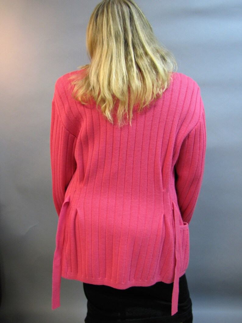 Deadstock UNGARO SWEATER, NOS 1980s Pink Designer Cardigan image 4