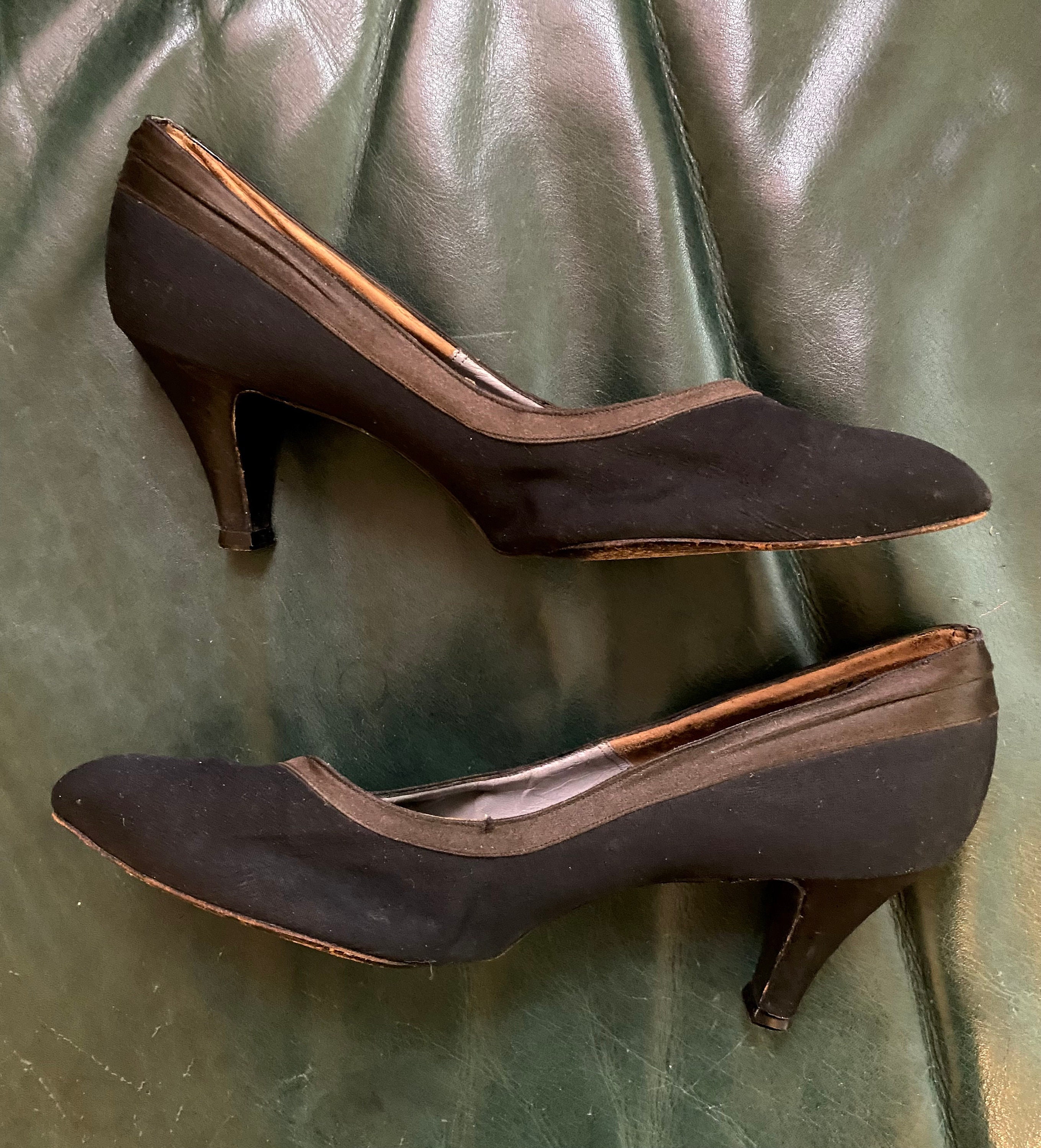 Black Silk Vintage Early 60's High Heel STILETTO Shoes / -  Israel