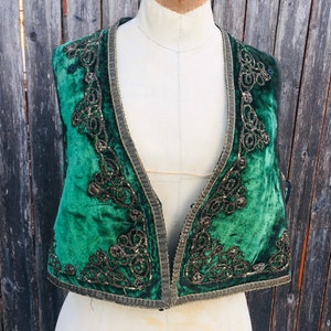 AUTHENTIC BOARDWALK EMPIRE Costume, Antique Velvet Vest with Gold Embroidery, Early Textile Inspiration, size Medium
