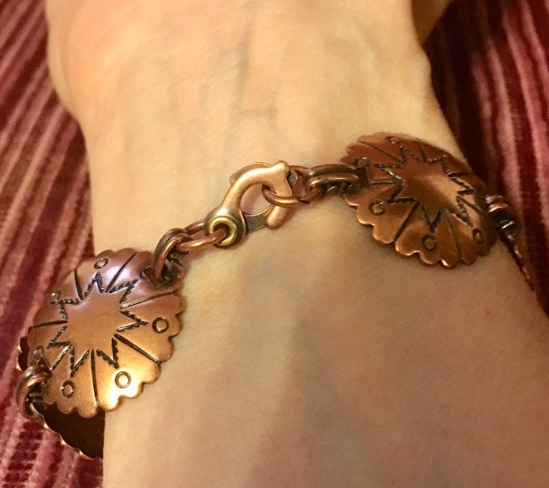 MID CENTURY Modern Copper 1960/'s Vintage COPPER Bracelet Link Bracelet with Star Motif