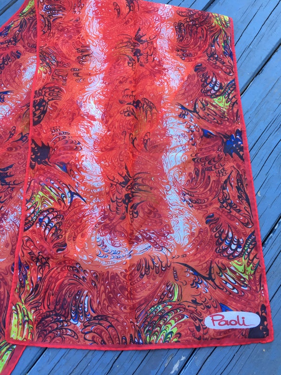 Vintage 60's PAOLI DESIGNER Scarf in a Psychedeli… - image 4