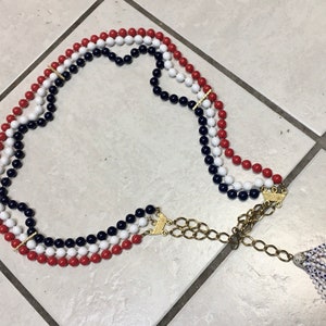 1970's MOD Red White & Blue Beaded Chain Belt