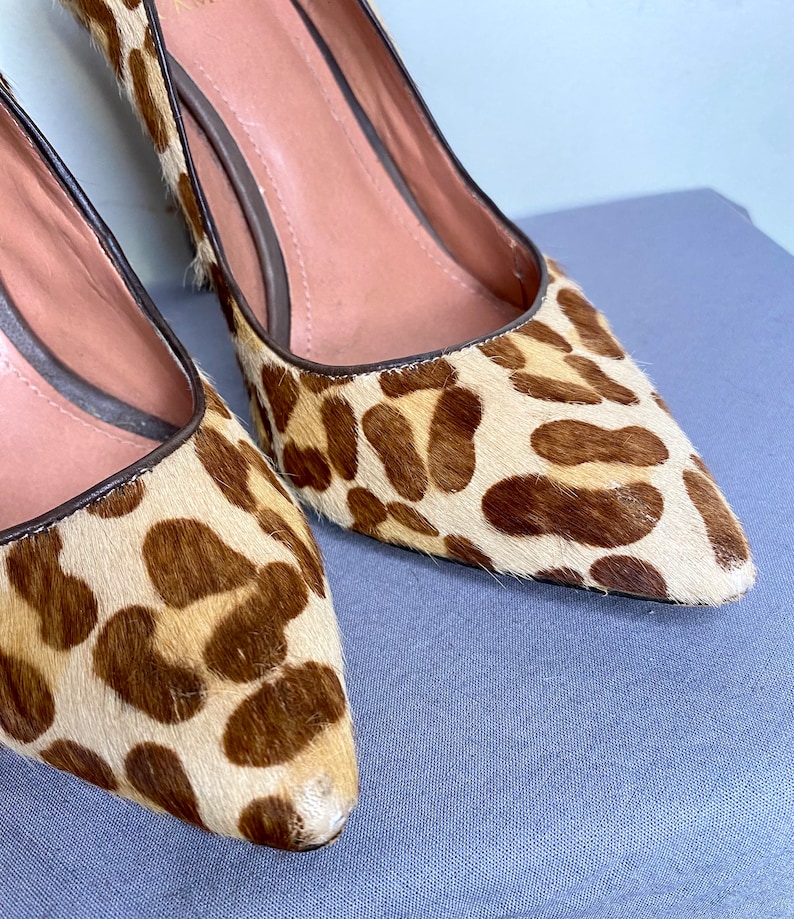Vince Camuto LEOPARD Print Pony Fur Shoes / Pin Up High Heels / SEX KITTEN Heel size 8.5 image 10