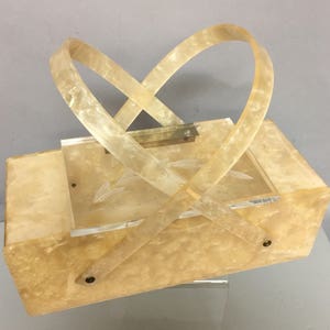 LUCITE Box Bag, Vintage 1950&#39;s MARBLEIZED Lucite Purse, with Reverse Carved Lid, Rockabilly Purse