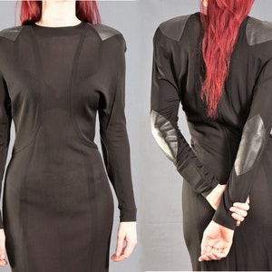 1980&#39;s JEAN MUIR Silky Rayon Black Dress / Deadstock Vintage DESIGNER Dress, Size Small