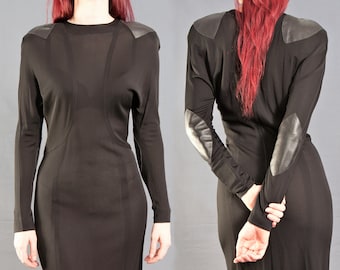 1980's JEAN MUIR Silky Rayon Black Dress / Deadstock Vintage DESIGNER Dress, Size Small