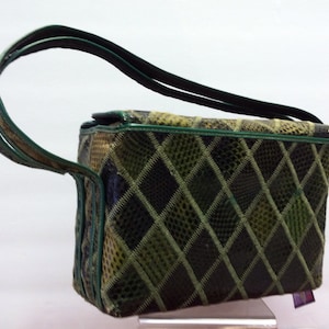 Grüne 1940er Schlangenleder BOX Tasche, Vintage 40er ROCKABILLY Geldbörse