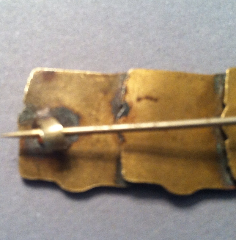 ANTIQUE STEAMPUNK Style WARRIOR Brooch in a Brass Bar Pin from the Early 1900/'s Great for a Man!