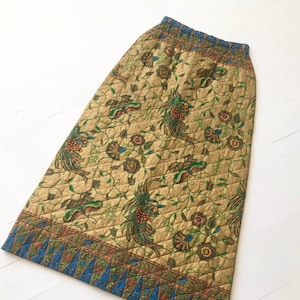 1970's Quilted Botanical Print Maxi Skirt image 1