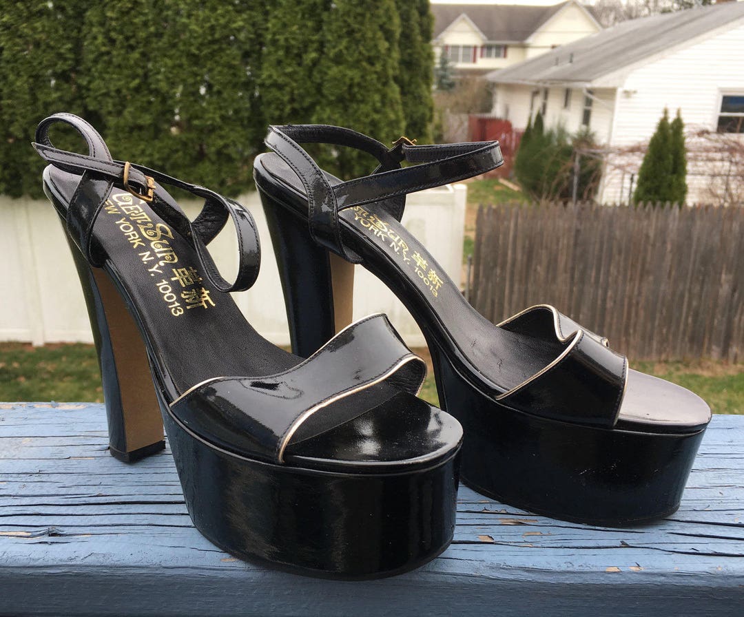 DEADSTOCK 70s Patent LEATHER Ankle Strap Shoes, Vintage DEADSTOCK 70s Patent LEATHER Ankle Strap Shoes, Vintage