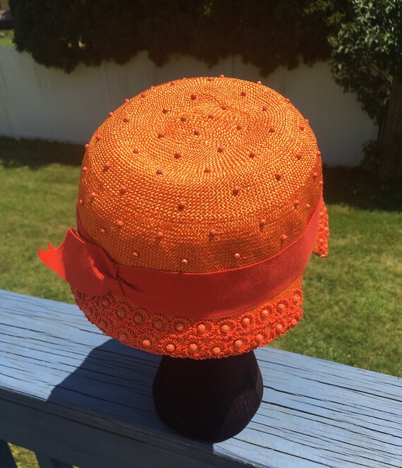 50’s 60's Sally Victor Straw TOQUE Hat / 20s Cloc… - image 8